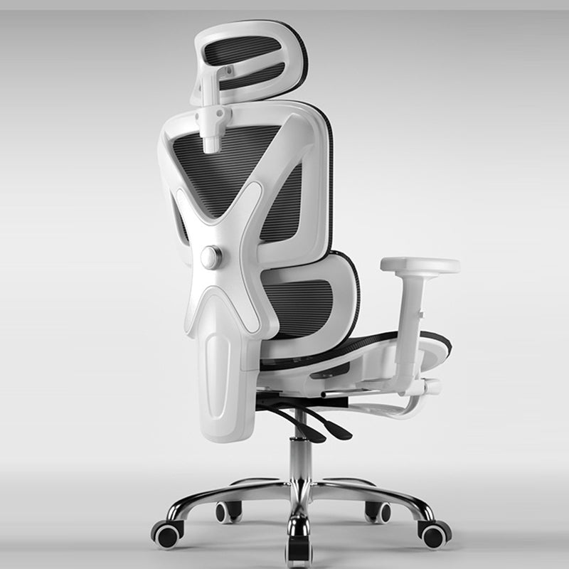 Moderner Einfachheit Mesh Nylon Stahl Schwamm Quadrat Schreibtischstuhl mit verstellbarer Kopfstütze und Fußstütze für das Home Office 