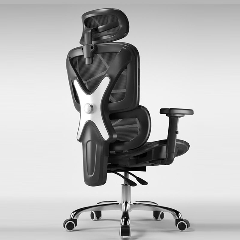 Moderner Einfachheit Mesh Nylon Stahl Schwamm Quadrat Schreibtischstuhl mit verstellbarer Kopfstütze und Fußstütze für das Home Office 