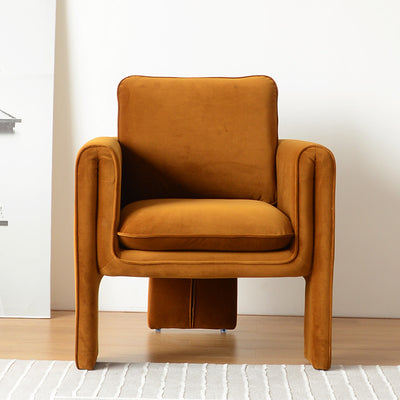 Chaise d'appoint contemporaine scandinave carrée en velours en forme de M avec dossier en bois et accoudoir pour salon 