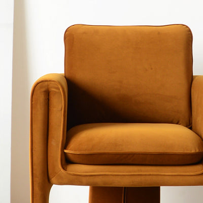 Chaise d'appoint contemporaine scandinave carrée en velours en forme de M avec dossier en bois et accoudoir pour salon 