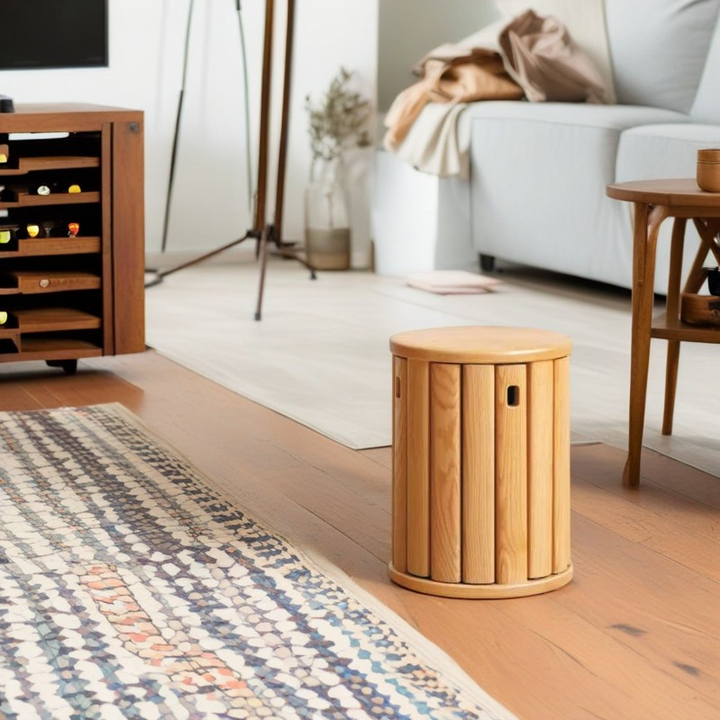 Tabouret bas rond en bois de caoutchouc chinois traditionnel sans dossier empilable pour salle à manger 