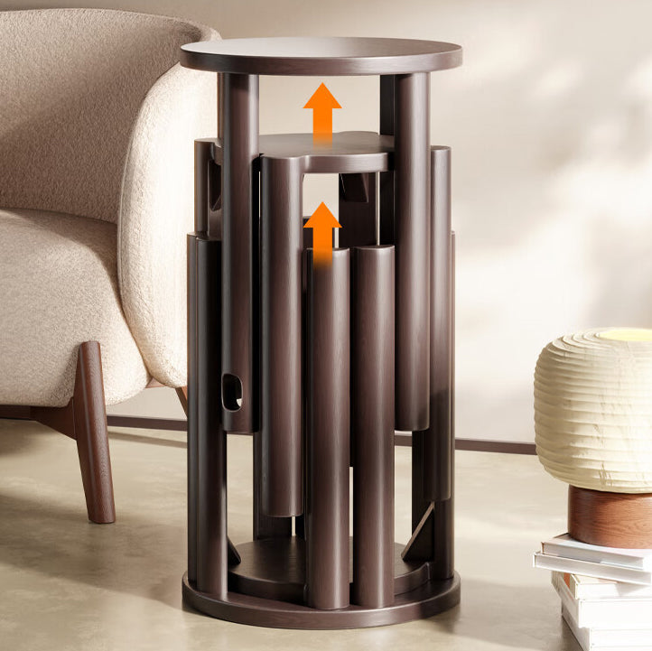 Tabouret bas rond en bois de caoutchouc chinois traditionnel sans dossier empilable pour salle à manger 