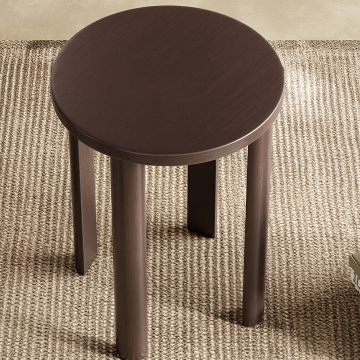 Tabouret bas rond en bois de caoutchouc chinois traditionnel sans dossier empilable pour salle à manger 