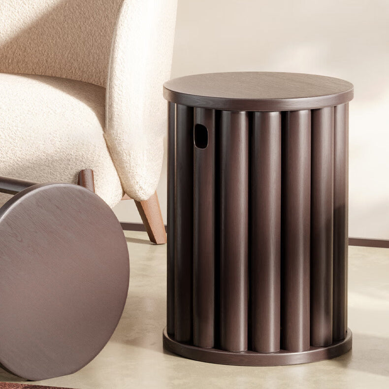 Tabouret bas rond en bois de caoutchouc chinois traditionnel sans dossier empilable pour salle à manger 