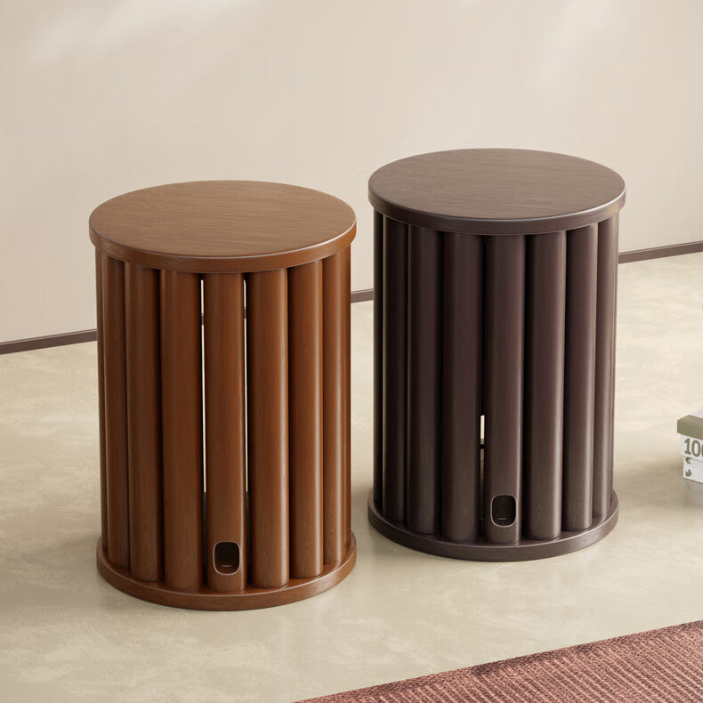 Tabouret bas rond en bois de caoutchouc chinois traditionnel sans dossier empilable pour salle à manger 