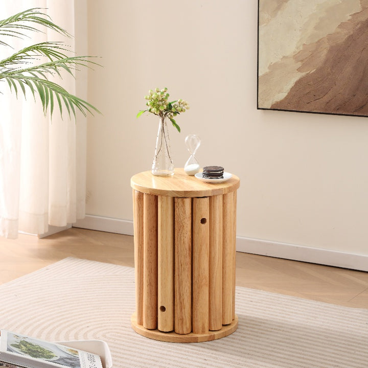 Tabouret bas rond en bois de caoutchouc chinois traditionnel sans dossier empilable pour salle à manger 