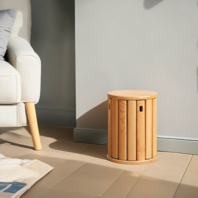 Tabouret bas rond en bois de caoutchouc chinois traditionnel sans dossier empilable pour salle à manger 