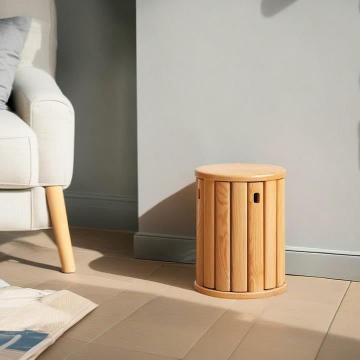 Tabouret bas rond en bois de caoutchouc chinois traditionnel sans dossier empilable pour salle à manger 