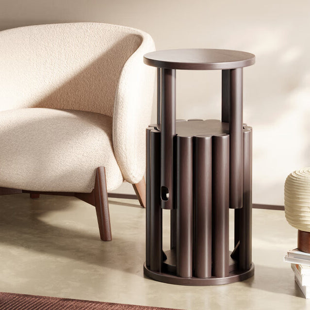 Tabouret bas rond en bois de caoutchouc chinois traditionnel sans dossier empilable pour salle à manger 