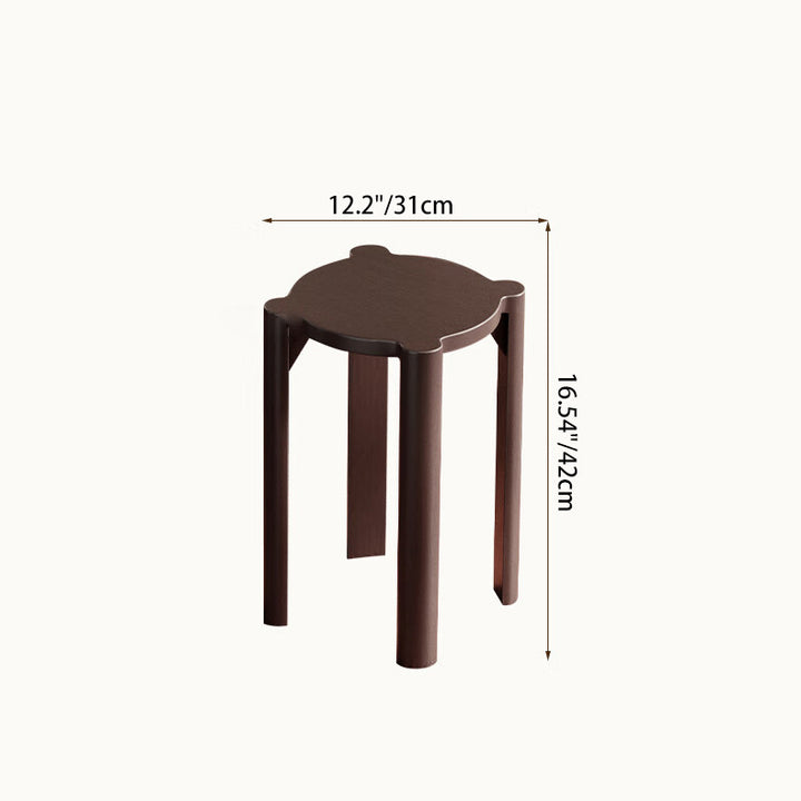 Tabouret bas rond en bois de caoutchouc chinois traditionnel sans dossier empilable pour salle à manger 