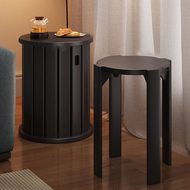 Tabouret bas rond en bois de caoutchouc chinois traditionnel sans dossier empilable pour salle à manger 
