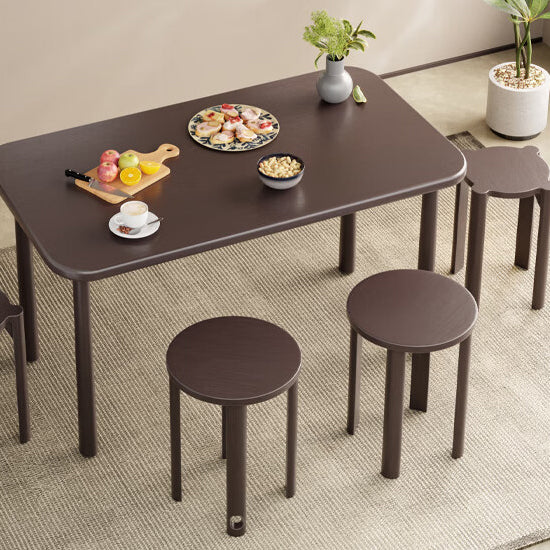 Tabouret bas rond en bois de caoutchouc chinois traditionnel sans dossier empilable pour salle à manger 