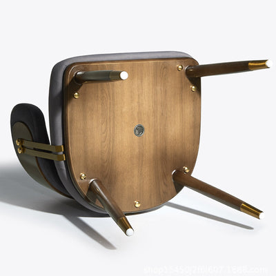 Respaldo de silla de comedor envuelto elíptico de esponja de acero inoxidable de madera de fresno de franela escandinava contemporánea para comedor 