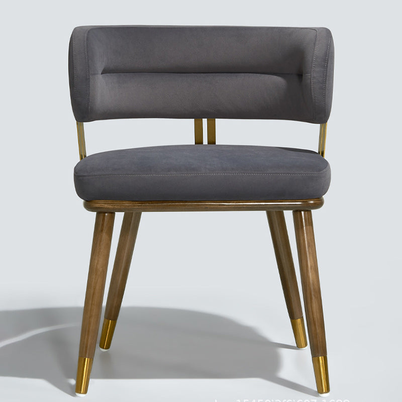 Respaldo de silla de comedor envuelto elíptico de esponja de acero inoxidable de madera de fresno de franela escandinava contemporánea para comedor 