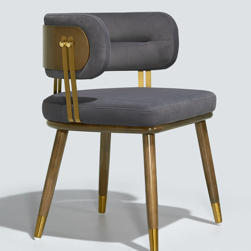 Respaldo de silla de comedor envuelto elíptico de esponja de acero inoxidable de madera de fresno de franela escandinava contemporánea para comedor 