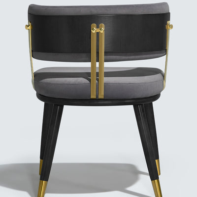 Respaldo de silla de comedor envuelto elíptico de esponja de acero inoxidable de madera de fresno de franela escandinava contemporánea para comedor 