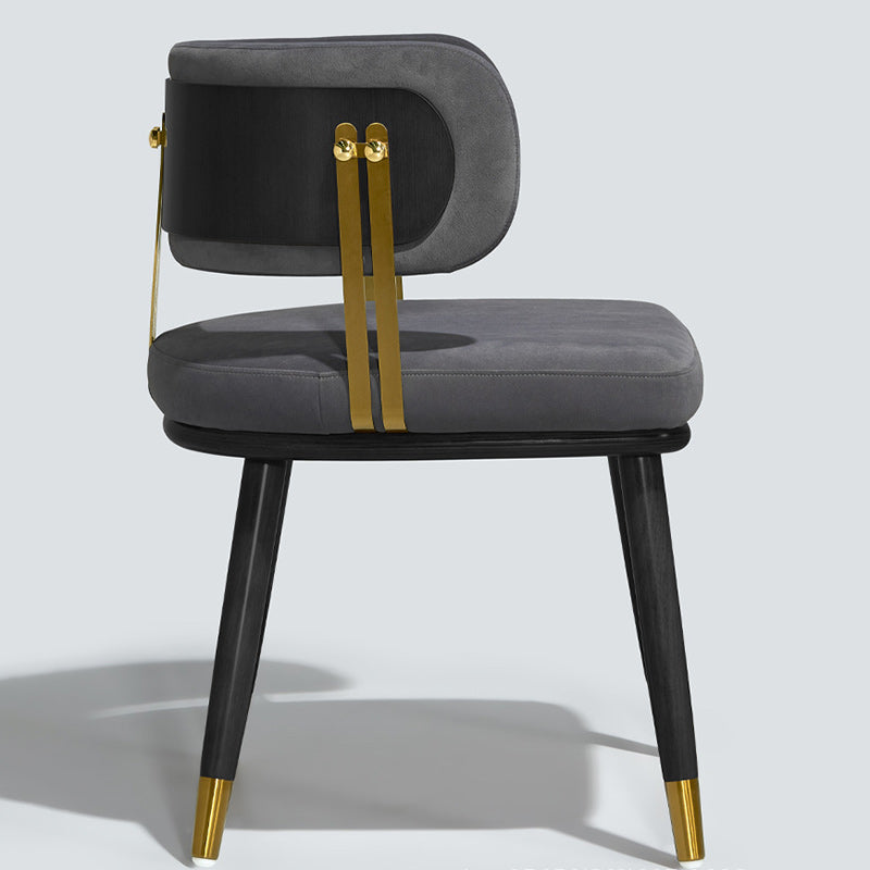 Respaldo de silla de comedor envuelto elíptico de esponja de acero inoxidable de madera de fresno de franela escandinava contemporánea para comedor 