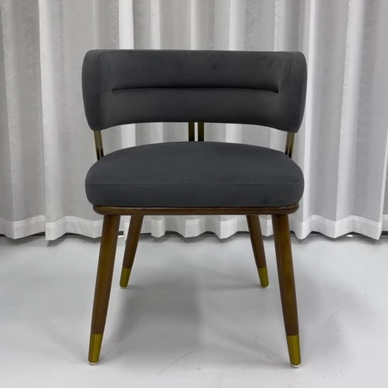 Respaldo de silla de comedor envuelto elíptico de esponja de acero inoxidable de madera de fresno de franela escandinava contemporánea para comedor 
