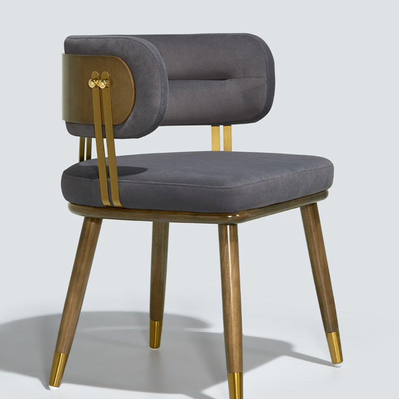 Respaldo de silla de comedor envuelto elíptico de esponja de acero inoxidable de madera de fresno de franela escandinava contemporánea para comedor 