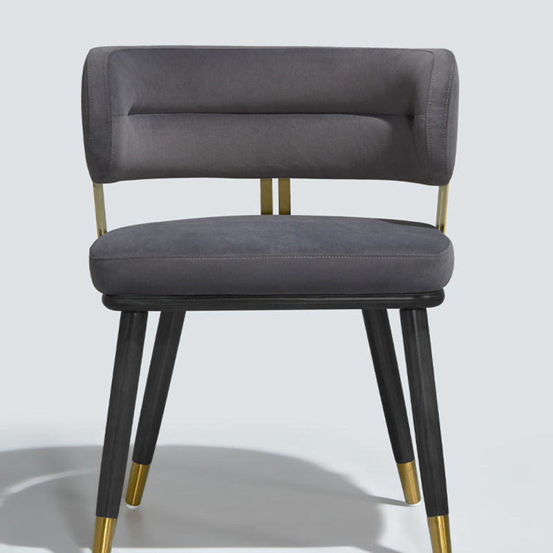 Respaldo de silla de comedor envuelto elíptico de esponja de acero inoxidable de madera de fresno de franela escandinava contemporánea para comedor 