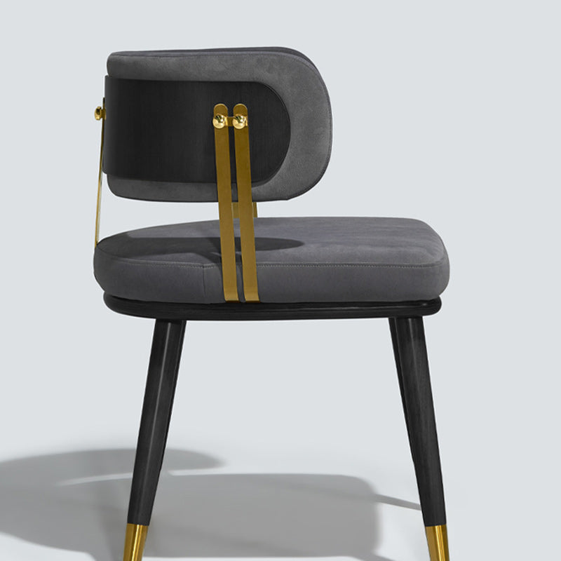 Respaldo de silla de comedor envuelto elíptico de esponja de acero inoxidable de madera de fresno de franela escandinava contemporánea para comedor 