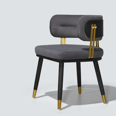 Respaldo de silla de comedor envuelto elíptico de esponja de acero inoxidable de madera de fresno de franela escandinava contemporánea para comedor 