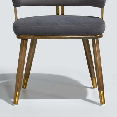 Respaldo de silla de comedor envuelto elíptico de esponja de acero inoxidable de madera de fresno de franela escandinava contemporánea para comedor 