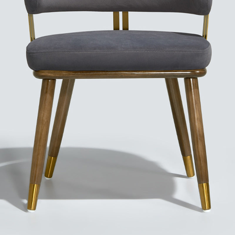 Respaldo de silla de comedor envuelto elíptico de esponja de acero inoxidable de madera de fresno de franela escandinava contemporánea para comedor 