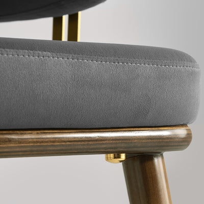 Respaldo de silla de comedor envuelto elíptico de esponja de acero inoxidable de madera de fresno de franela escandinava contemporánea para comedor 