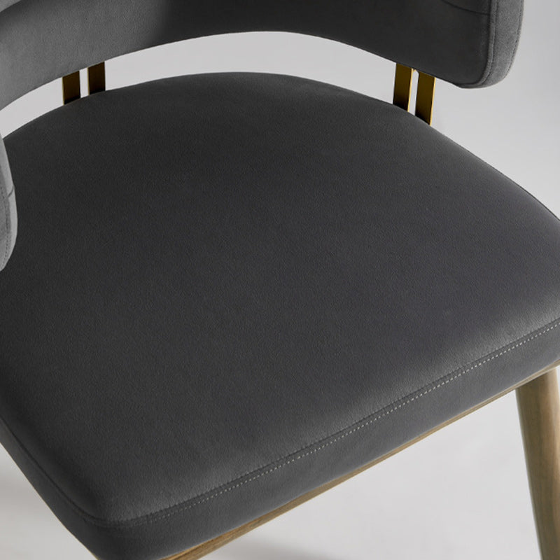 Respaldo de silla de comedor envuelto elíptico de esponja de acero inoxidable de madera de fresno de franela escandinava contemporánea para comedor 