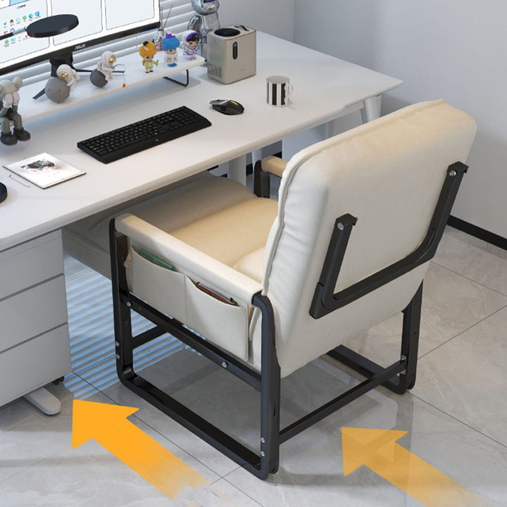 Chaise d'accent rectangulaire pliable en tissu de simplicité moderne avec métal, coton, éponge, dossier, accoudoir et repose-pieds pour maison et bureau 