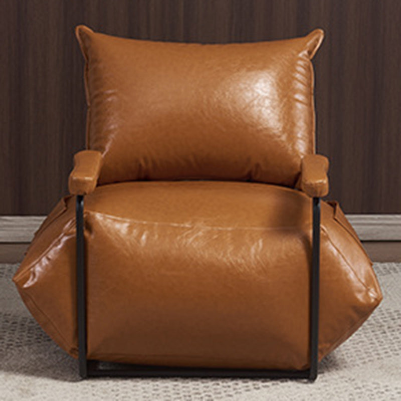 Contemporary Retro Artificial Leather Carbon Steel EPP Square Accent Chair Backrest Armrest 2-Pocket For Living Room