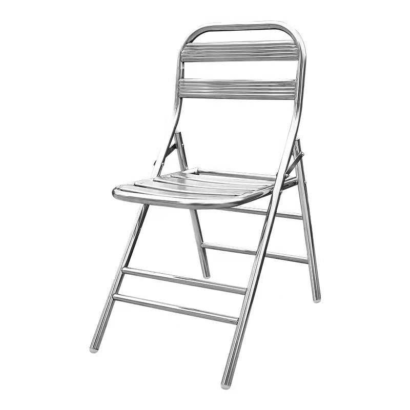 Zeitgenössischer industrieller quadratischer Outdoor-Essstuhl aus Edelstahl mit klappbarer Rückenlehne für den Außenbereich 