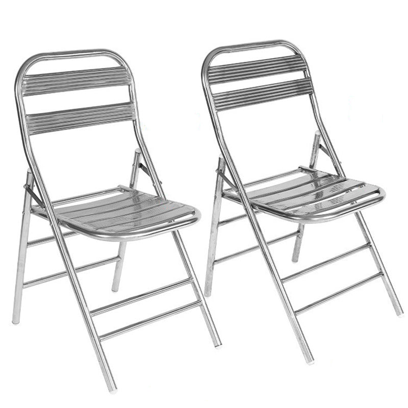 Chaise de salle à manger extérieure carrée en acier inoxydable industriel contemporain avec dossier pliable pour l&