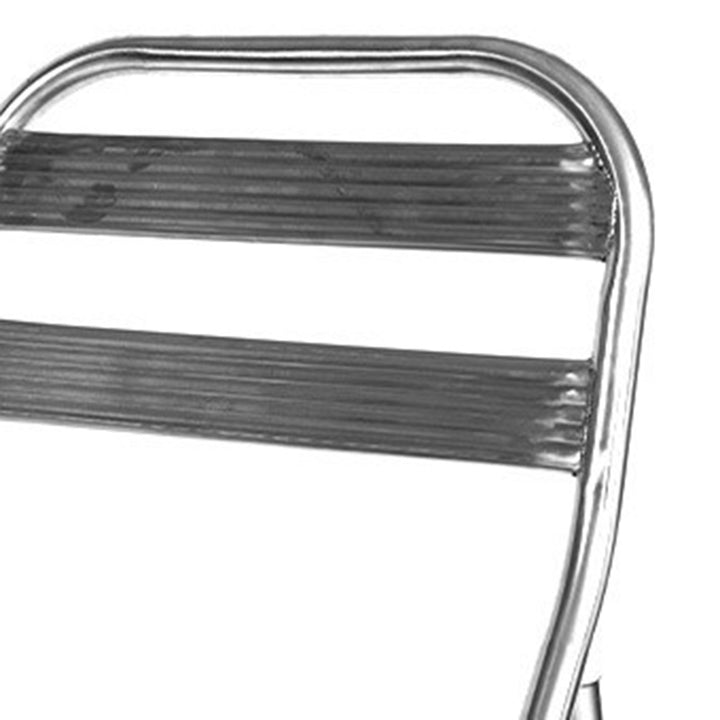 Zeitgenössischer industrieller quadratischer Outdoor-Essstuhl aus Edelstahl mit klappbarer Rückenlehne für den Außenbereich 