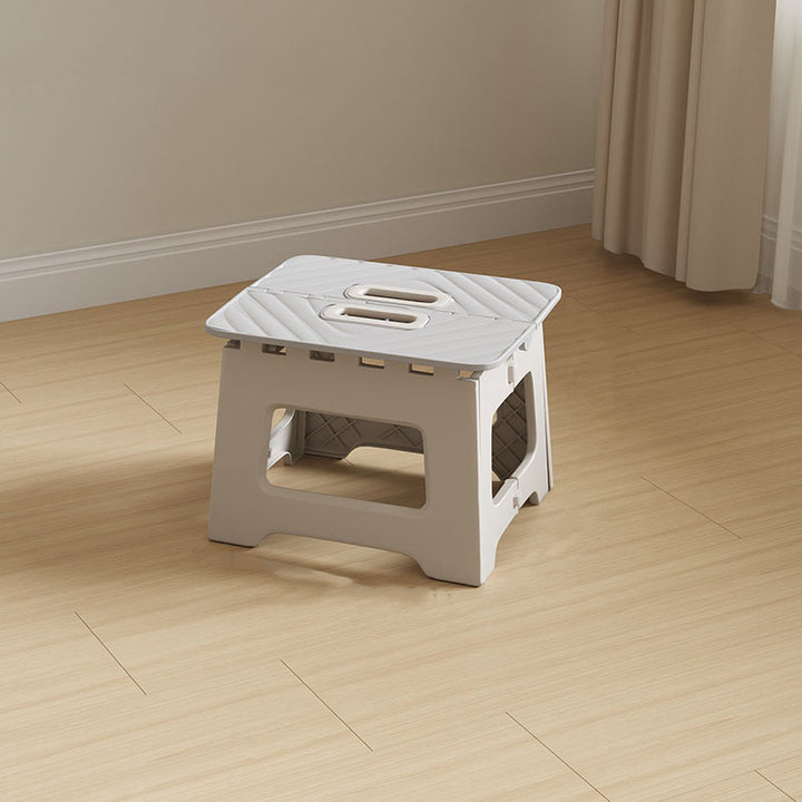 Contemporary Nordic Kids Foldable Portable Polypropylene Rectangular Diamond Check Pattern Low Stool Backless For Living Room