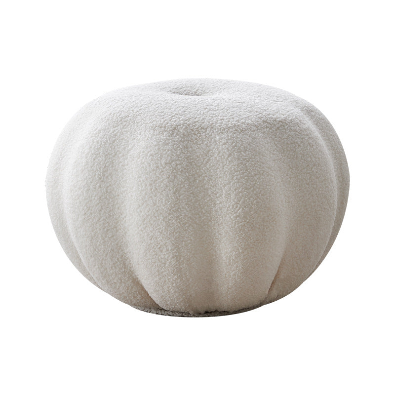 Modern Simplicity Round Pumpkin Teddy Fleece EPS Footstool Backless Stackable For Living Room