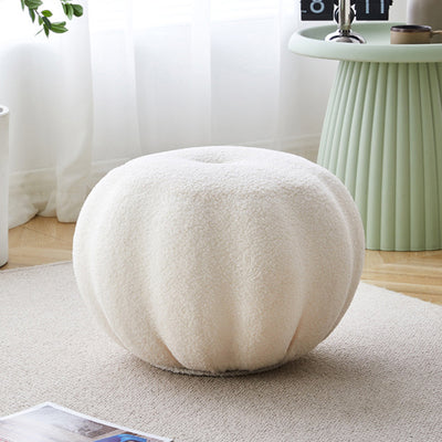 Modern Simplicity Round Pumpkin Teddy Fleece EPS Footstool Backless Stackable For Living Room