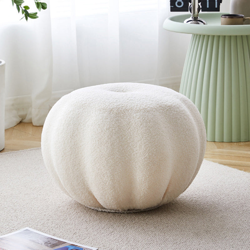 Modern Simplicity Round Pumpkin Teddy Fleece EPS Footstool Backless Stackable For Living Room