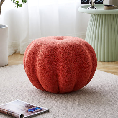 Modern Simplicity Round Pumpkin Teddy Fleece EPS Footstool Backless Stackable For Living Room