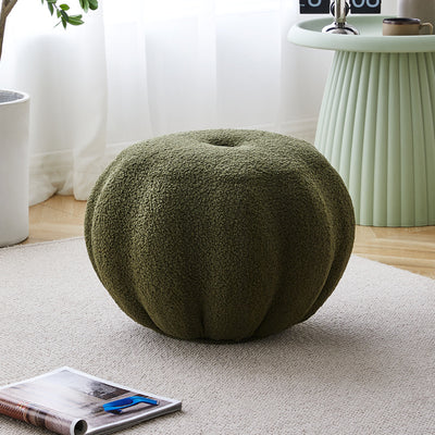 Modern Simplicity Round Pumpkin Teddy Fleece EPS Footstool Backless Stackable For Living Room
