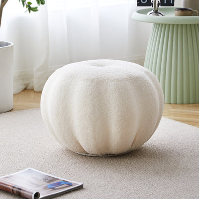 Modern Simplicity Round Pumpkin Teddy Fleece EPS Footstool Backless Stackable For Living Room
