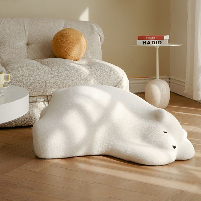 Canapé paresseux en velours avec dossier en bois et coton pour enfants créatifs contemporains, ours polaire, pour chambre à coucher 