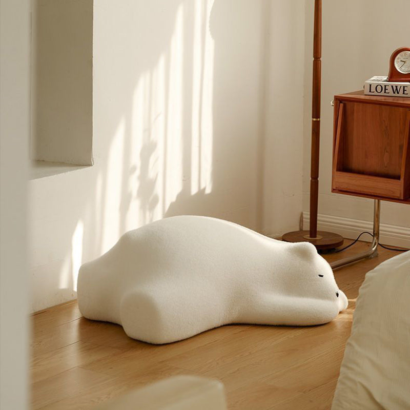 Canapé paresseux en velours avec dossier en bois et coton pour enfants créatifs contemporains, ours polaire, pour chambre à coucher 