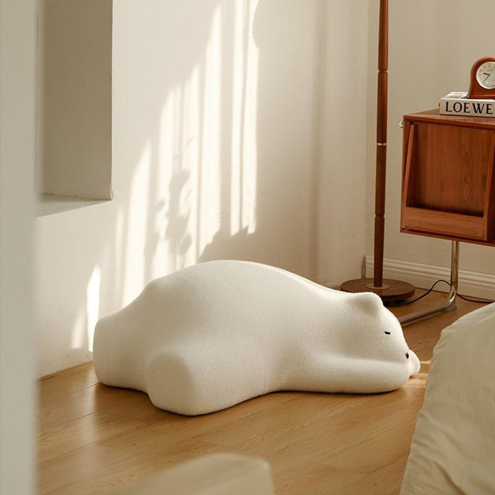 Canapé paresseux en velours avec dossier en bois et coton pour enfants créatifs contemporains, ours polaire, pour chambre à coucher 
