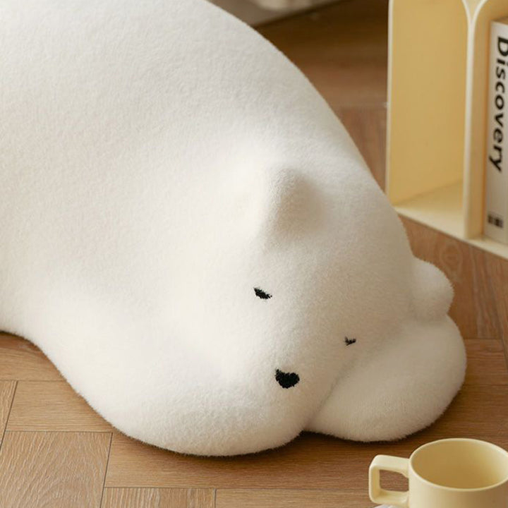 Canapé paresseux en velours avec dossier en bois et coton pour enfants créatifs contemporains, ours polaire, pour chambre à coucher 