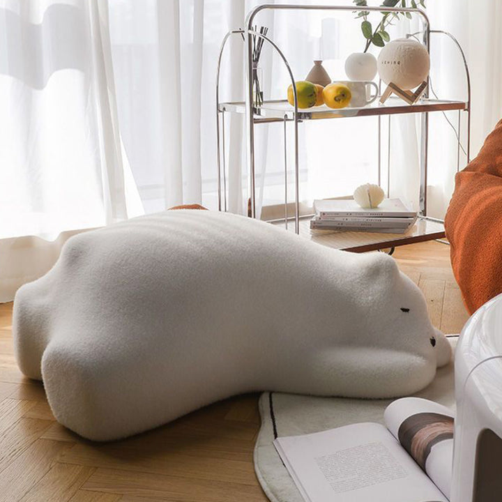 Canapé paresseux en velours avec dossier en bois et coton pour enfants créatifs contemporains, ours polaire, pour chambre à coucher 