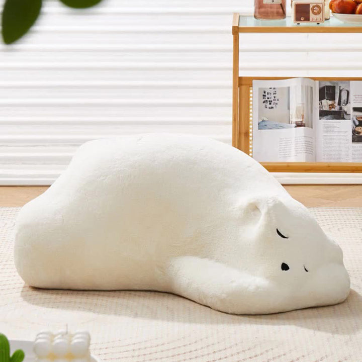 Canapé paresseux en velours avec dossier en bois et coton pour enfants créatifs contemporains, ours polaire, pour chambre à coucher 
