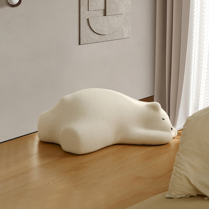 Canapé paresseux en velours avec dossier en bois et coton pour enfants créatifs contemporains, ours polaire, pour chambre à coucher 