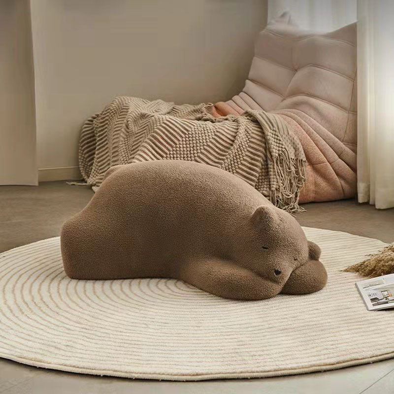 Canapé paresseux en velours avec dossier en bois et coton pour enfants créatifs contemporains, ours polaire, pour chambre à coucher 
